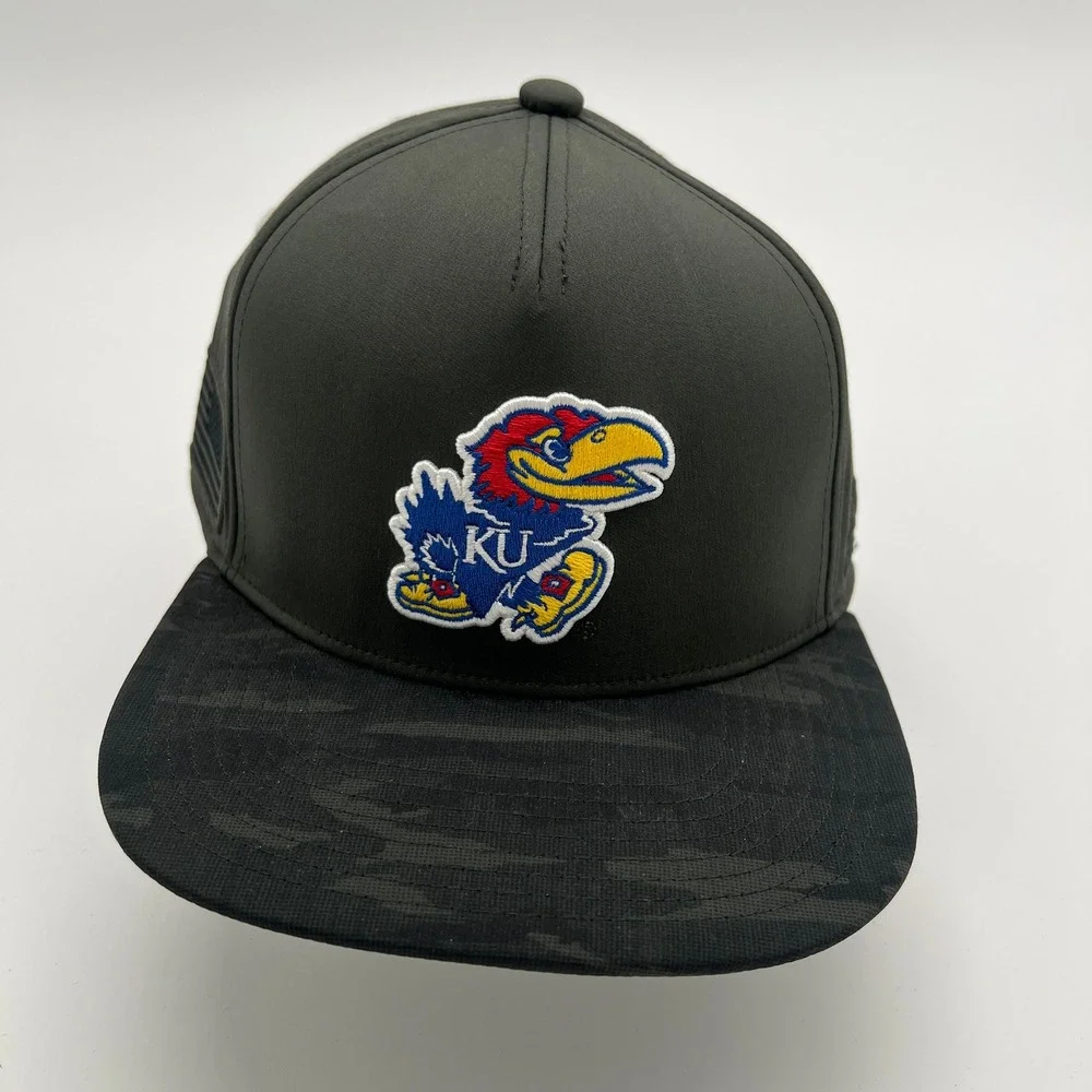 Adidas Kansas Jayhawks NCAA‎ Baseball Cap Hat Flat Brim Snapback Olive Green